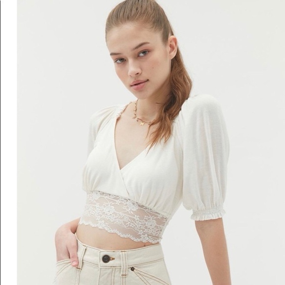 Urban Outfitters Samara Plunging Surplice Crop Top